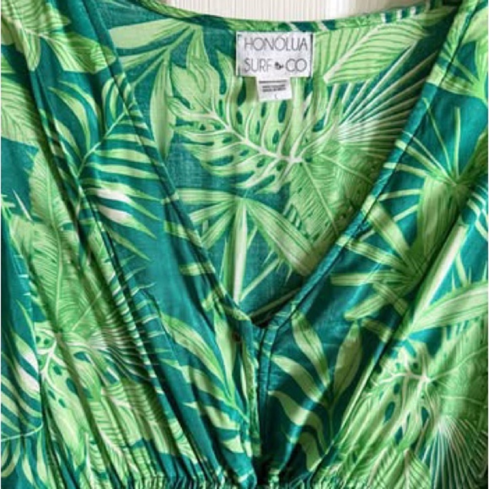 Honolua Surf Co Green Tropical Midi Dress